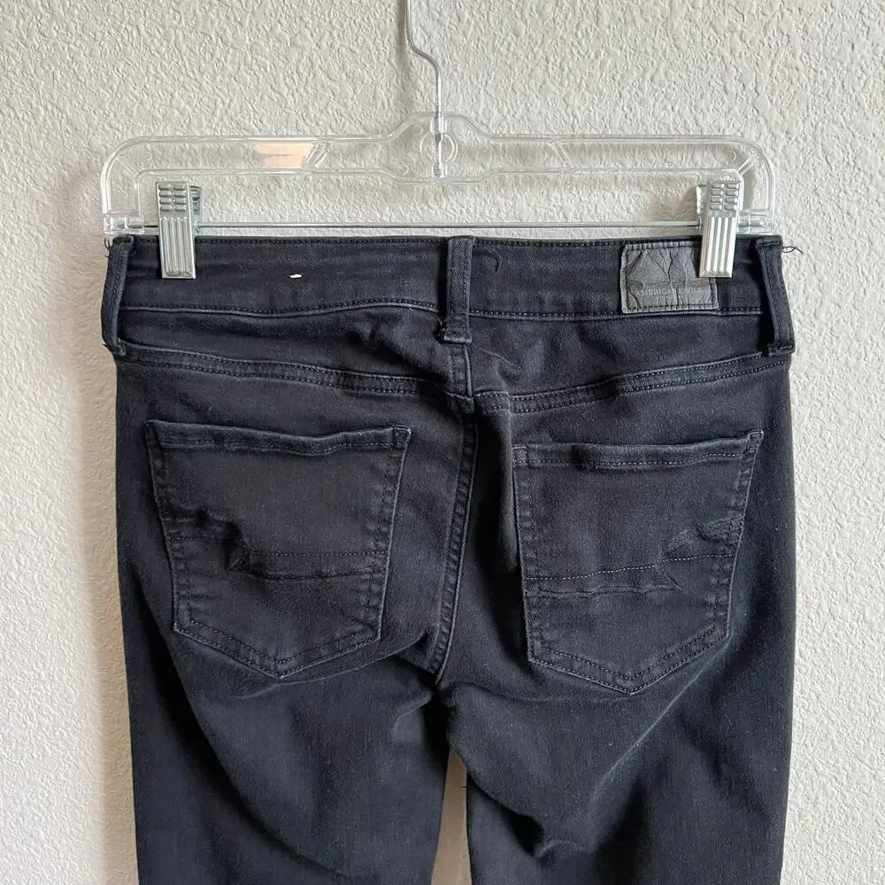American Eagle Black Mid Rise Jegging Jeans Women's 4 Super Stretch Skinny